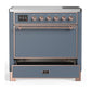 Ilve UMIB36QNR3BGP Ilve Umib36Qnr3Bgp Majestic Iii 36 Inch Induction Range With 6 Elements, 3.5 Cu. Ft. Total Oven Capacity (Solid Door, Blue Grey, Copper)