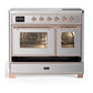 Ilve UMDIB40NR3SSP Ilve Umdib40Nr3Ssp Majestic Iii 40 Inch Induction Range With 6 Elements, 3.82 Cu. Ft. Total Oven Capacity (Triple Glass Door, Stainless Steel, Copper)