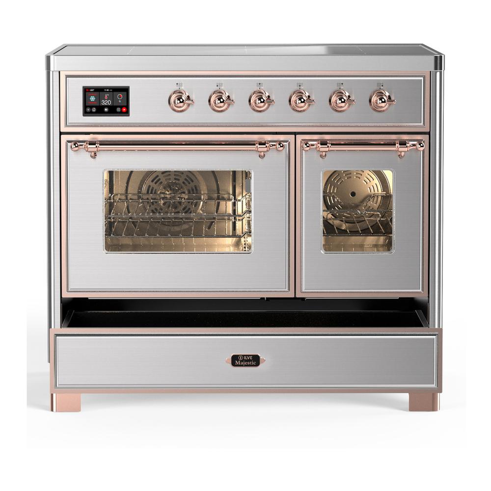 Ilve UMDIB40NR3SSP Ilve Umdib40Nr3Ssp Majestic Iii 40 Inch Induction Range With 6 Elements, 3.82 Cu. Ft. Total Oven Capacity (Triple Glass Door, Stainless Steel, Copper)