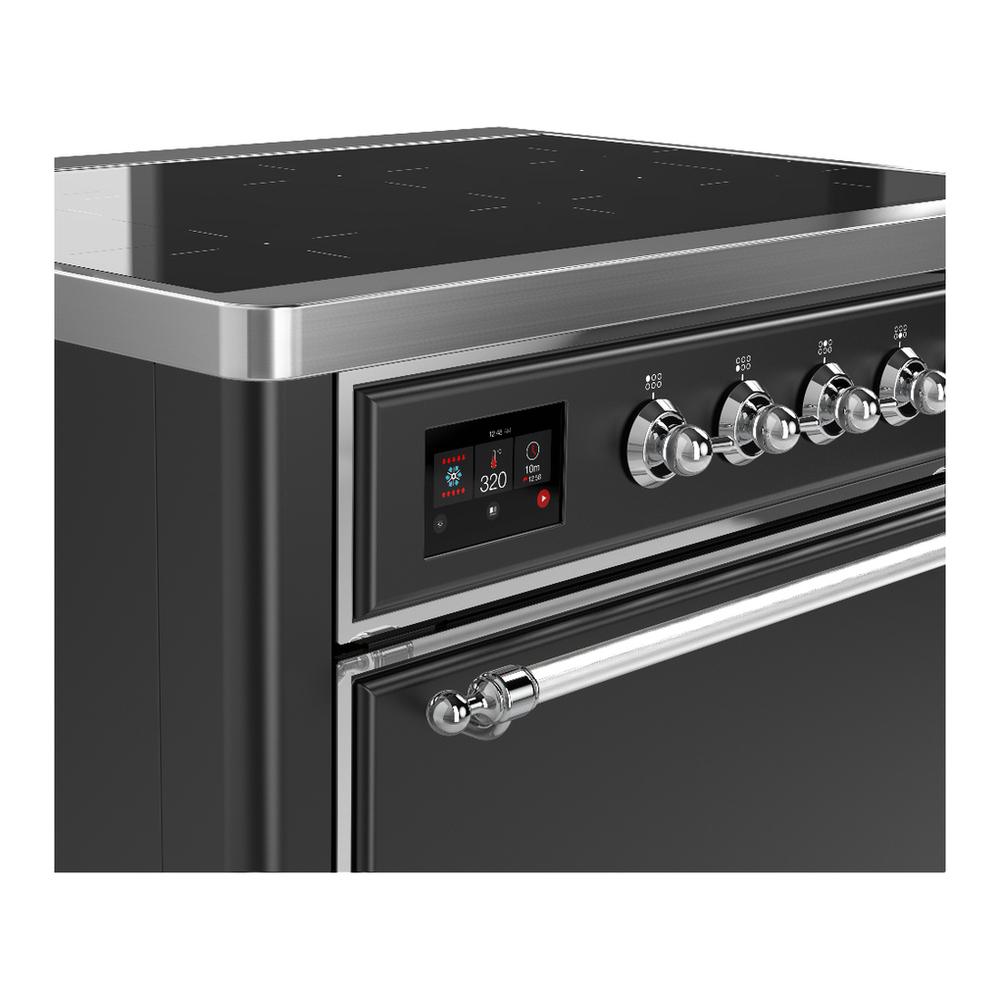 Ilve UMIB36QNR3MGC Ilve Umib36Qnr3Mgc Majestic Iii 36 Inch Induction Range With 6 Elements, 3.5 Cu. Ft. Total Oven Capacity (Solid Door, Graphite Matte, Chrome)