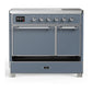 Ilve UMDIB40QNR3BGC Ilve Umdib40Qnr3Bgc Majestic Iii 40 Inch Induction Range With 6 Elements, 3.82 Cu. Ft. Total Oven Capacity (Solid Door, Blue Grey, Chrome)