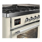 Ilve UM60FNR3AWCLP Ilve Um60Fnr3Awclp Majestic Iii 60 Inch Dual Fuel Range With 9 Burners And Griddle, Dual Function Burner Up To 25,000 Btu (Liquid Propane, Triple Glass Door, Antique White, Chrome)