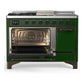 Ilve UM48FSQNR3EGB Ilve Um48Fsqnr3Egb Majestic Iii 48 Inch Dual Fuel Range With 5 Black Brass Burners, Griddle And French Top, Dual Function Burner Up To 25,000 Btu (Natural Gas, Solid Door, Emerald Green, Burnished)