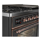 Ilve UM48FNR3MGP Ilve Um48Fnr3Mgp Majestic Iii 48 Inch Dual Fuel Range With 8 Burners And Griddle, Dual Function Burner Up To 25,000 Btu (Natural Gas, Triple Glass Door, Graphite Matte, Copper)