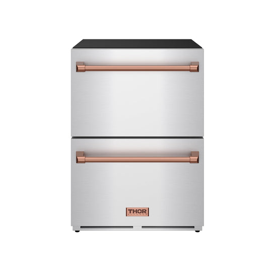 Thor Kitchen RF24URSG 24 Inch Undercounter Built-In Or Freestanding Drawer Refrigerator - Stainless Steel/Rose Gold Gordon Ramsay Series