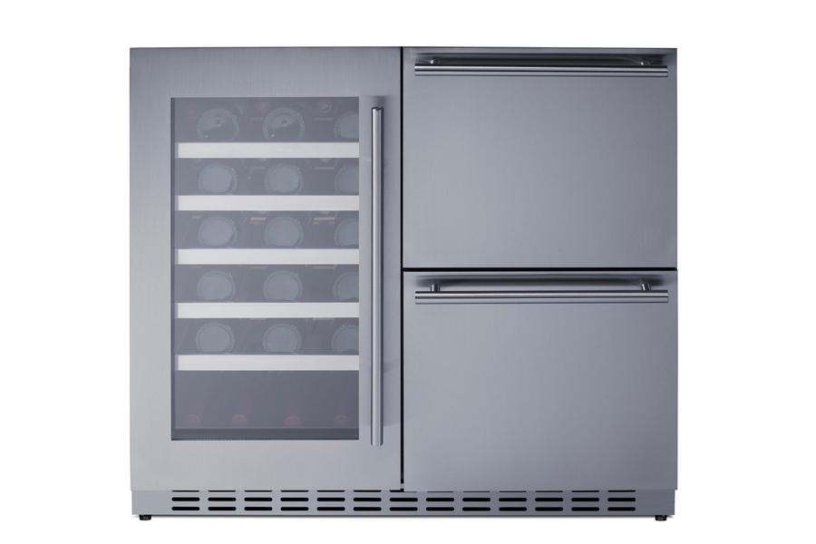 Summit ADRWC36 36" Wide Combination Wine Cellar & 2-Drawer Refrigerator, Ada Compliant