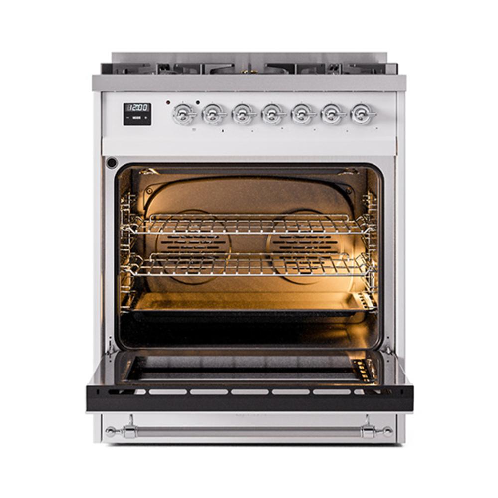 Ilve UN30QNMPRACLP Ilve Un30Qnmpraclp Nostalgie Ii Noblesse 30" Dual Fuel Range (Liquid Propane, Solid Door, Ral, Chrome)