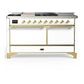 Ilve UM60FSQNR3WHGLP Ilve Um60Fsqnr3Whglp Majestic Iii 60 Inch Dual Fuel Range With 7 Burners, Griddle And French Top, Dual Function Burner With Up To 25,000 Btu (Liquid Propane, Solid Door, White, Brass)