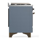 Ilve UM36FQNR3BGB Ilve Um36Fqnr3Bgb Majestic Iii 36 Inch Dual Fuel Range With 6 Black Brass Burners And Griddle, Dual Function Burner Up To 25,000 Btu (Solid Door, Blue Grey, Burnished, Natural Gas)