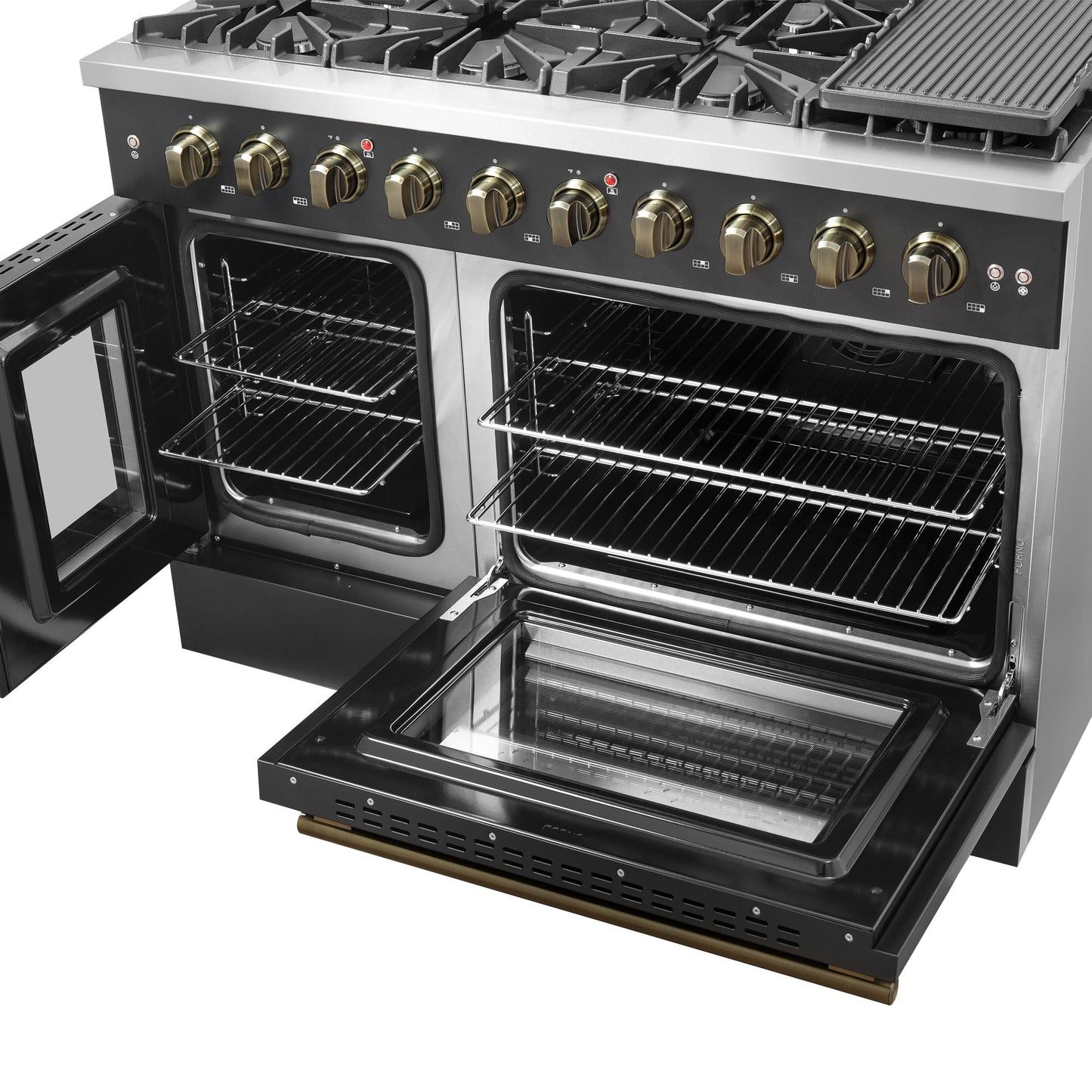 Forno FFSGS644448BLK Forno Galiano 48" Freestanding French Door Gas Range In Black