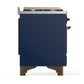 Ilve UM60FSQNR3MBB Ilve Um60Fsqnr3Mbb Majestic Iii 60 Inch Dual Fuel Range With 7 Burners, Griddle And French Top, Dual Function Burner With Up To 25,000 Btu (Natural Gas, Solid Door, Midnight Blue, Burnished)