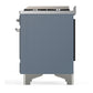 Ilve UM36FQNR3BGCLP Ilve Um36Fqnr3Bgclp Majestic Iii 36 Inch Dual Fuel Range With 6 Black Brass Burners And Griddle, Dual Function Burner Up To 25,000 Btu (Solid Door, Blue Grey, Chrome, Liquid Propane)