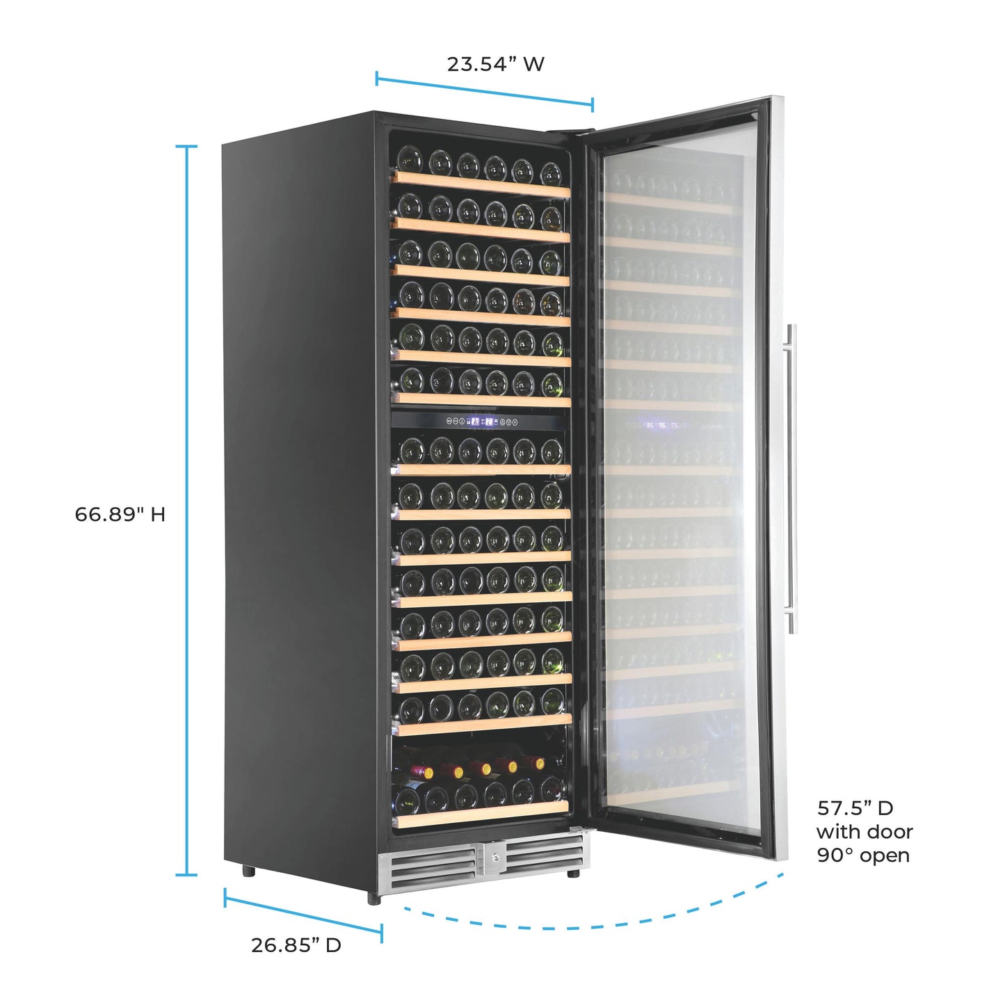 Avanti WCF148DE3S1 Avanti Refresh Dual-Zone Wine Cooler, 148 Bottle Capacity, Wood Accent Shelves, In Stainless Steel (Wcf148De3S-1)