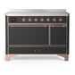 Ilve UMIB48QNR3MGP Ilve Umib48Qnr3Mgp Majestic Iii 48 Inch Induction Range With 6 Elements, 5.02 Cu. Ft. Total Oven Capacity (Solid Door, Graphite Matte, Copper)