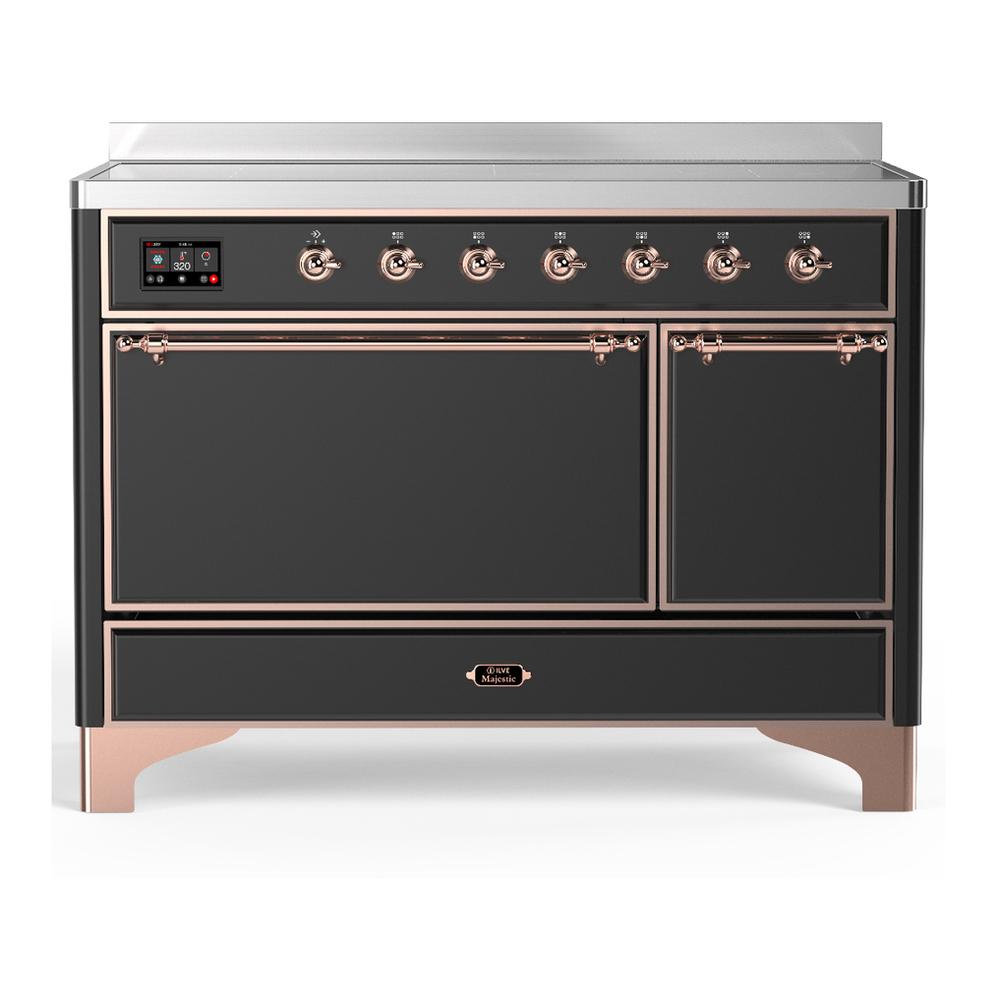 Ilve UMIB48QNR3MGP Ilve Umib48Qnr3Mgp Majestic Iii 48 Inch Induction Range With 6 Elements, 5.02 Cu. Ft. Total Oven Capacity (Solid Door, Graphite Matte, Copper)