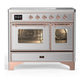Ilve UMDIB40NR3SSP Ilve Umdib40Nr3Ssp Majestic Iii 40 Inch Induction Range With 6 Elements, 3.82 Cu. Ft. Total Oven Capacity (Triple Glass Door, Stainless Steel, Copper)