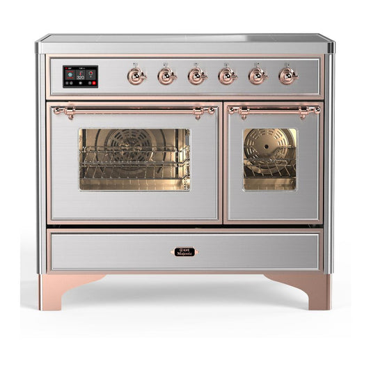 Ilve UMDIB40NR3SSP Ilve Umdib40Nr3Ssp Majestic Iii 40 Inch Induction Range With 6 Elements, 3.82 Cu. Ft. Total Oven Capacity (Triple Glass Door, Stainless Steel, Copper)