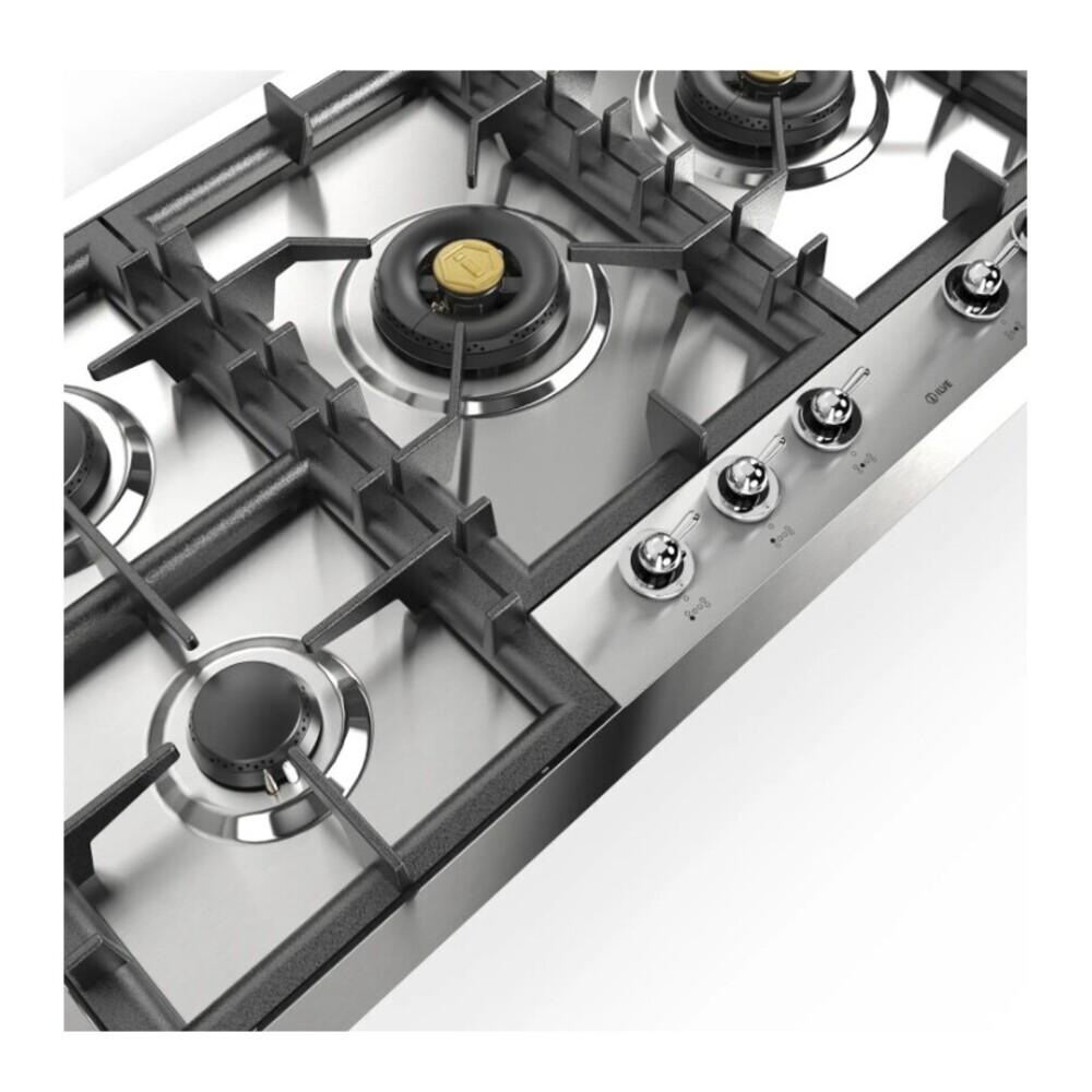 Ilve UHCPT125NSSCLP Ilve Uhcpt125Nssclp Nostalgie Ii 48 Inch Built-In Gas Cooktop With Total Black Brass Burners, In Stainless Steel (6 Sealed Burners, Liquid Propane, Chrome)