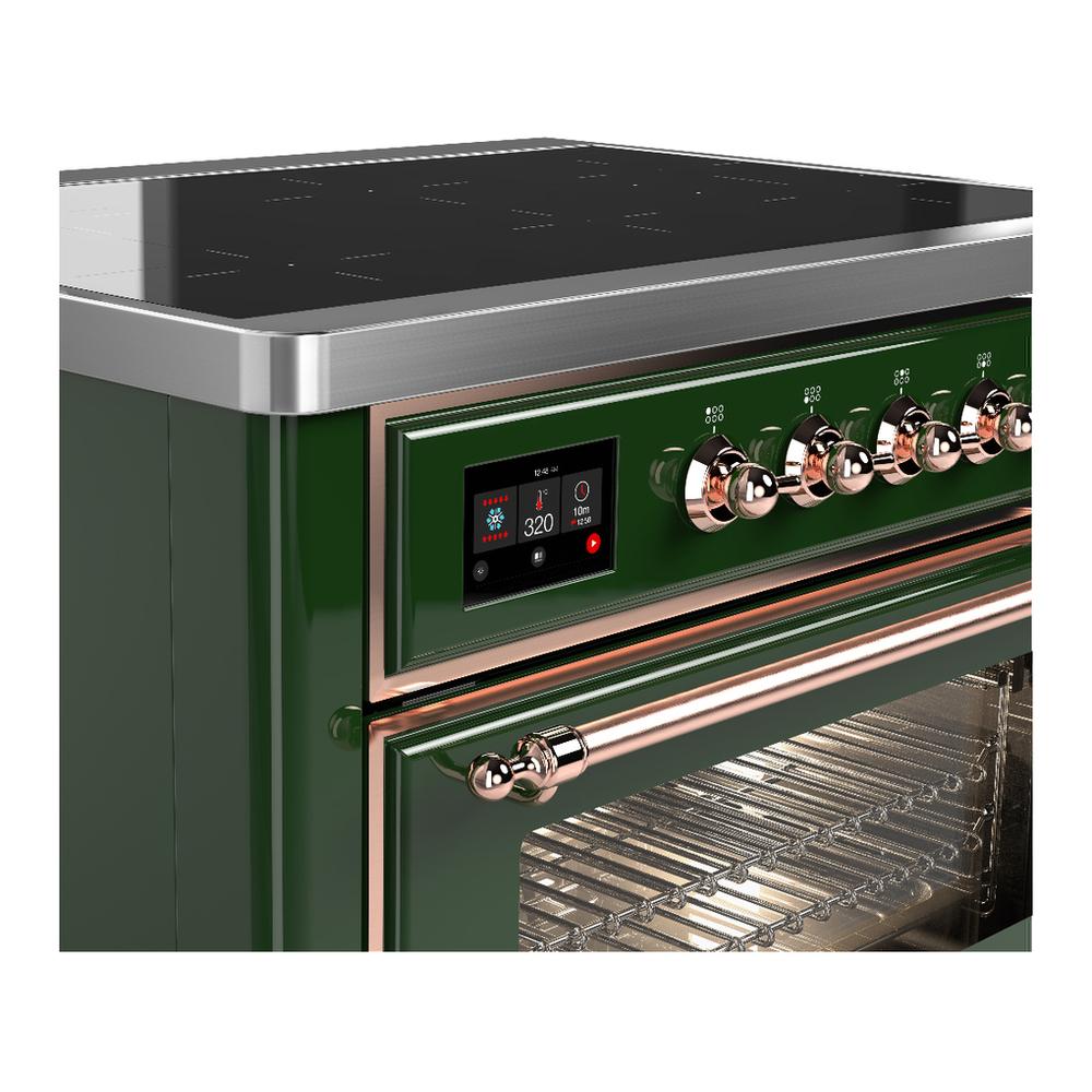 Ilve UMIB36NR3EGP Ilve Umib36Nr3Egp Majestic Iii 36 Inch Induction Range With 6 Elements, 3.5 Cu. Ft. Total Oven Capacity (Triple Glass Door, Emerald Green, Copper)