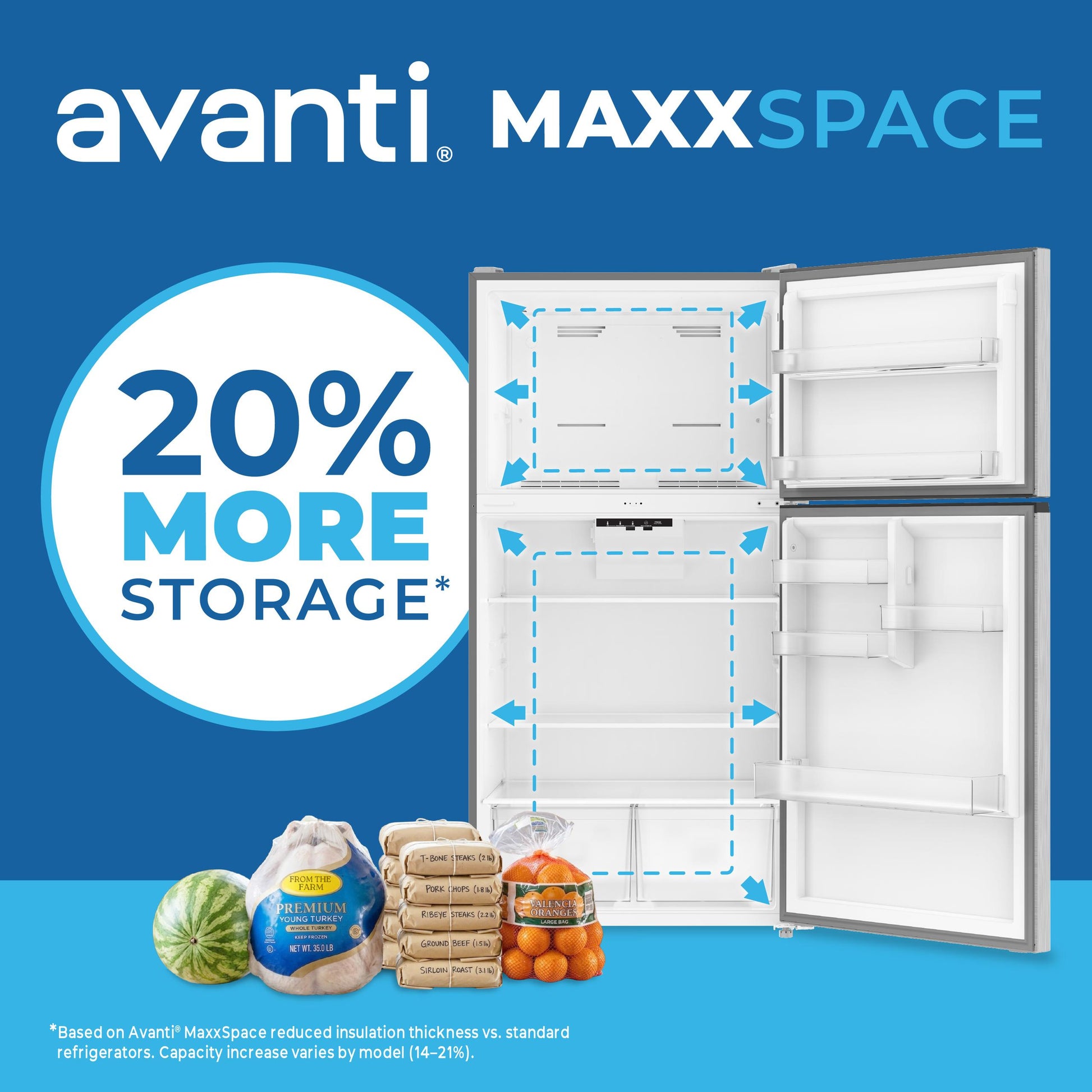 Avanti AVFF24DLJM0SS Avanti Maxxspace Insulation™ Technology Garage-Ready Frost-Free Ice Maker-Ready Refrigerator, 24 Cu. Ft., Energy Star, Stainless Steel Look (Avff24Dljm0Ss)