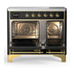 Ilve UMDIB40QNR3BKG Ilve Umdib40Qnr3Bkg Majestic Iii 40 Inch Induction Range With 6 Elements, 3.82 Cu. Ft. Total Oven Capacity (Solid Door, Glossy Black, Brass)