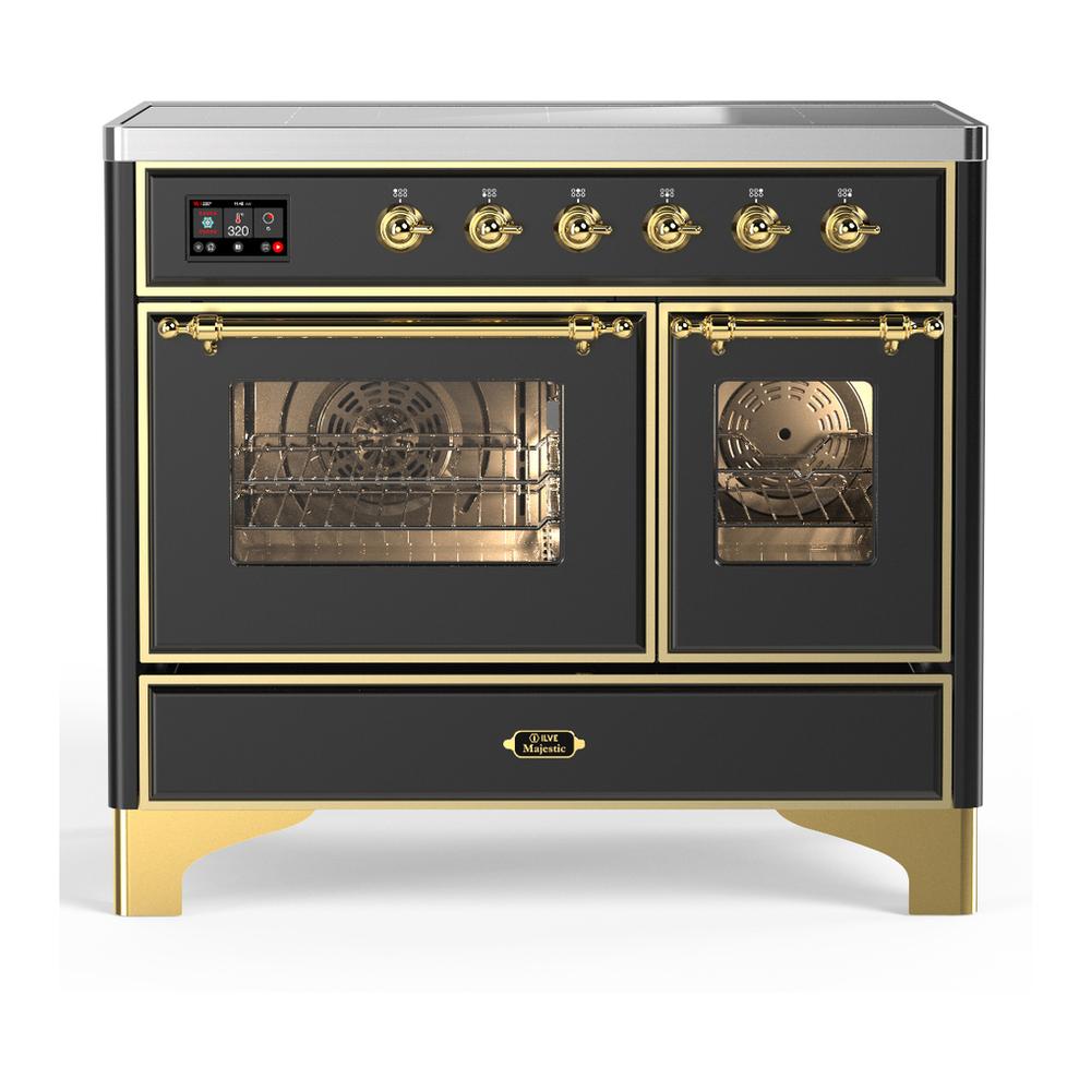 Ilve UMDIB40NR3MGG Ilve Umdib40Nr3Mgg Majestic Iii 40 Inch Induction Range With 6 Elements, 3.82 Cu. Ft. Total Oven Capacity (Triple Glass Door, Graphite Matte, Brass)