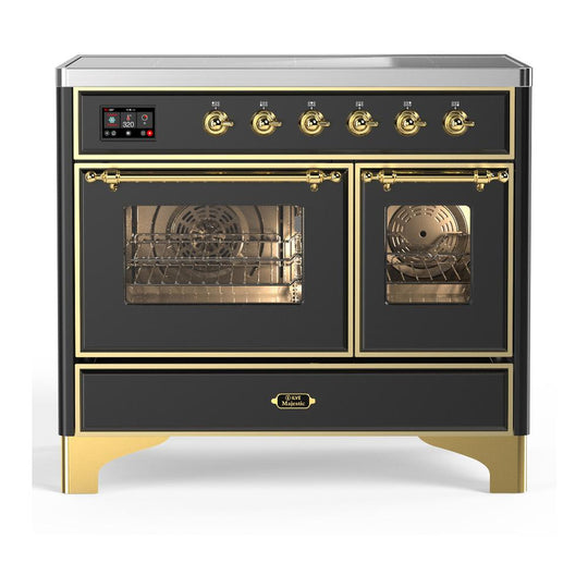 Ilve UMDIB40NR3MGG Ilve Umdib40Nr3Mgg Majestic Iii 40 Inch Induction Range With 6 Elements, 3.82 Cu. Ft. Total Oven Capacity (Triple Glass Door, Graphite Matte, Brass)