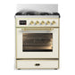 Ilve UM30NR3AWGLP Ilve Um30Nr3Awglp Majestic Iii 30 Inch Dual Fuel Range With 5 Black Brass Burners, Dual Function Burner Up To 25,000 Btu (Liquid Propane, Triple Glass Door, Antique White, Brass)