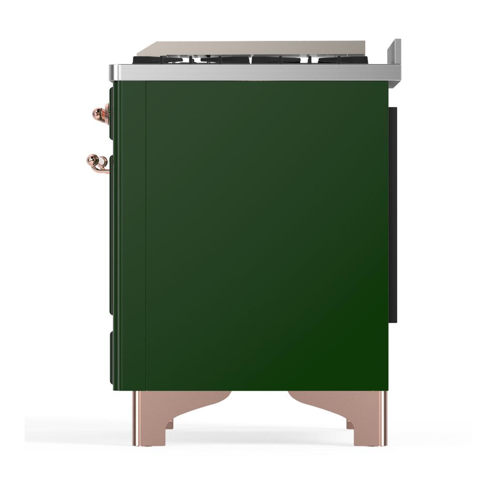 Ilve UM48FNR3EGPLP Ilve Um48Fnr3Egplp Majestic Iii 48 Inch Dual Fuel Range With 8 Burners And Griddle, Dual Function Burner Up To 25,000 Btu (Liquid Propane, Triple Glass Door, Emerald Green, Copper)