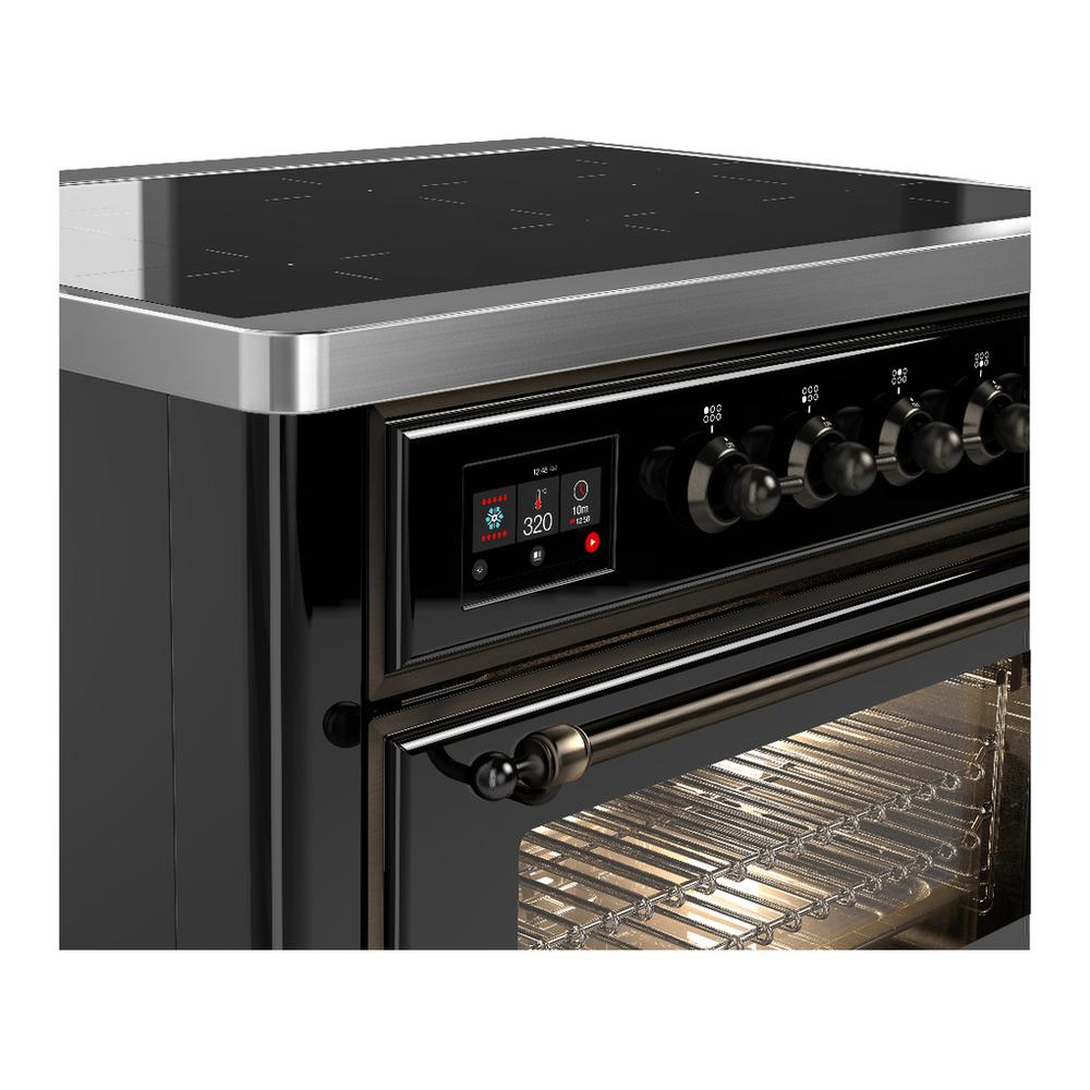 Ilve UMIB36NR3BKB Ilve Umib36Nr3Bkb Majestic Iii 36 Inch Induction Range With 6 Elements, 3.5 Cu. Ft. Total Oven Capacity (Triple Glass Door, Glossy Black, Burnished)