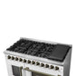Forno FFSGS635648WHT Forno Galiano 48-Inch French Door Dual Fuel Range, White & Antique Brass Design, 8 Sealed Burners - 107,000 Btu, Griddle, 6.58 Cu.Ft. Double Ovens