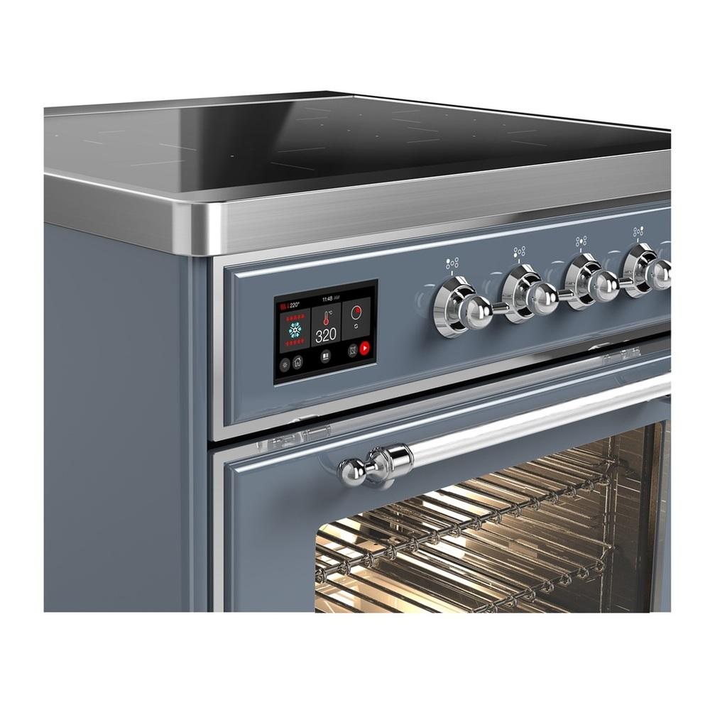 Ilve UMIB30NR3BGC Ilve Umib30Nr3Bgc Majestic Iii 30 Inch Induction Range With 4 Elements, 4 Cu. Ft. Oven Capacity (Triple Glass Door, Blue Grey, Chrome)