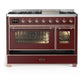 Ilve UM48FNR3BUPLP Ilve Um48Fnr3Buplp Majestic Iii 48 Inch Dual Fuel Range With 8 Burners And Griddle, Dual Function Burner Up To 25,000 Btu (Liquid Propane, Triple Glass Door, Burgundy, Copper)
