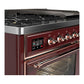 Ilve UM48FNR3BUP Ilve Um48Fnr3Bup Majestic Iii 48 Inch Dual Fuel Range With 8 Burners And Griddle, Dual Function Burner Up To 25,000 Btu (Natural Gas, Triple Glass Door, Burgundy, Copper)