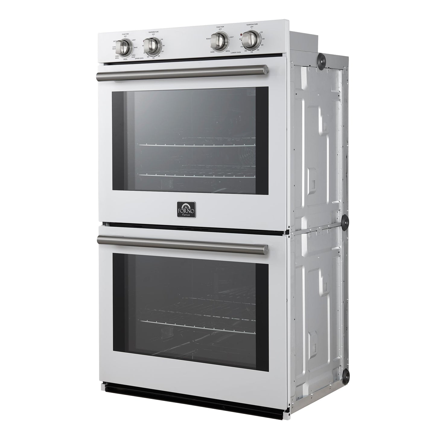 Forno FBOEL132430WHT Forno Vomero 30-Inch Double Wall Oven, White, 10 Cu.Ft Total Capacity, 7100W Convection, Mechanical Controls, Manuel Steam Clean