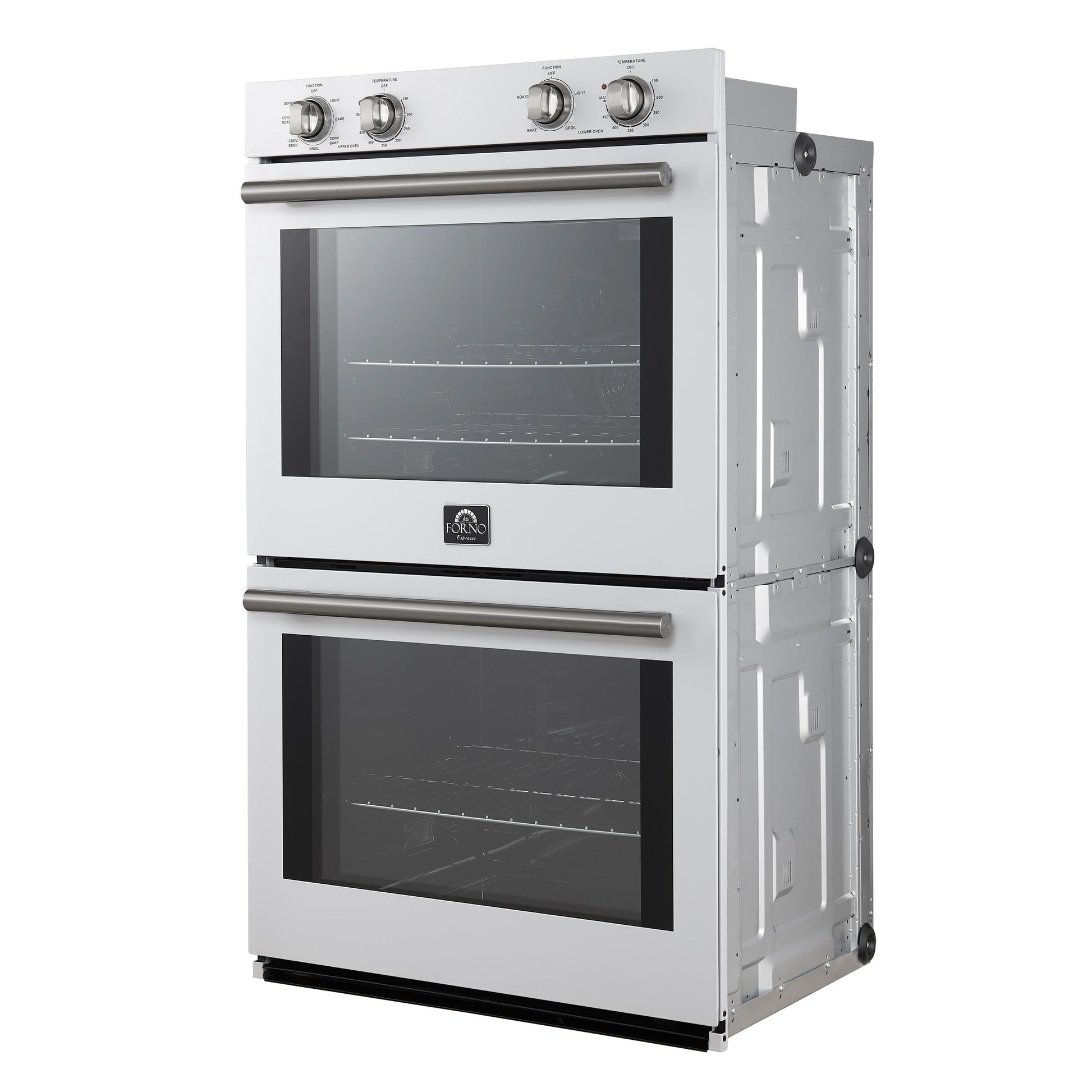 Forno FBOEL132430WHT Forno Vomero 30-Inch Double Wall Oven, White, 10 Cu.Ft Total Capacity, 7100W Convection, Mechanical Controls, Manuel Steam Clean