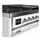 Ilve UM48FQNR3WHC Ilve Um48Fqnr3Whc Majestic Iii 48 Inch Dual Fuel Range With 8 Burners And Griddle, Dual Function Burner Up To 25,000 Btu (Natural Gas, Solid Door, White, Chrome)