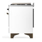 Ilve UM36FNR3WHBLP Ilve Um36Fnr3Whblp Majestic Iii 36 Inch Dual Fuel Range With 6 Black Brass Burners And Griddle, Dual Function Burner Up To 25,000 Btu (Triple Glass Door, White, Burnished, Liquid Propane)