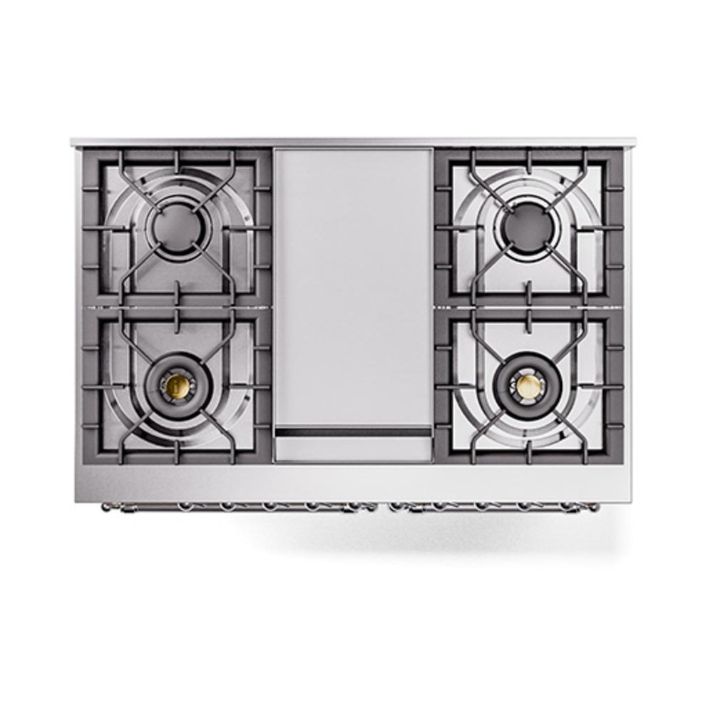Ilve UND40FQNMPAWCLP Ilve Und40Fqnmpawclp Nostalgie Ii Noblesse 40" Dual Fuel Range (Liquid Propane, Solid Door, Antique White, Chrome)