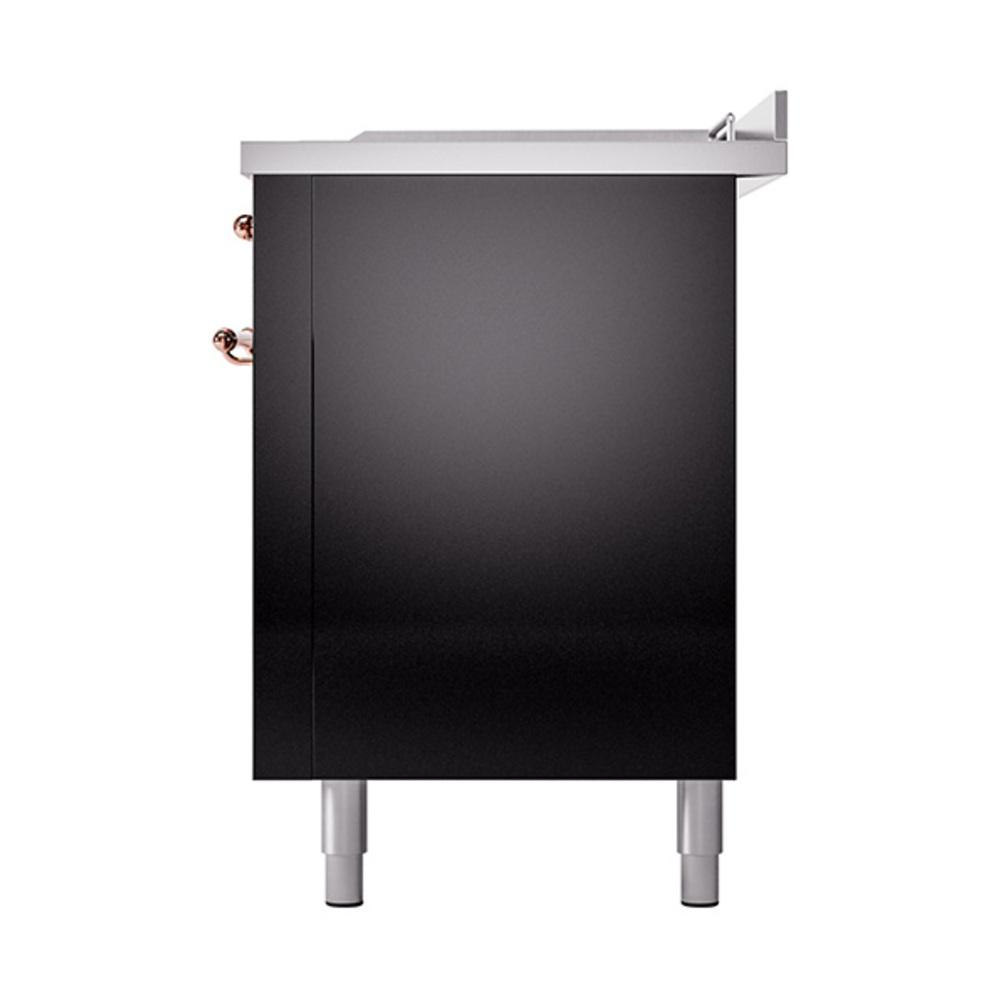 Ilve UN60FSQNMPBKP Ilve Un60Fsqnmpbkp Nostalgie Ii Noblesse 60" Dual Fuel Range (7 Sealed Burners + Griddle + French Top, Natural Gas, Solid Door, Glossy Black, Copper)