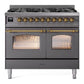 Ilve UPD406NMPMGGLP Ilve Upd406Nmpmgglp Nostalgie Ii 40 Inch Dual Fuel Range With 6 Total Black Brass Burners (Limited Edition) (Liquid Propane, Graphite Matte)