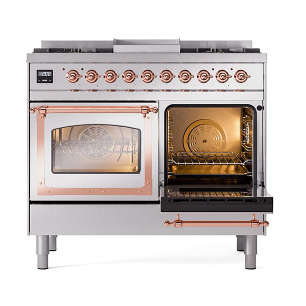 Ilve UND40FNMPSSPLP Ilve Und40Fnmpssplp Nostalgie Ii Noblesse 40" Dual Fuel Range (Liquid Propane, Triple Glass Door, Stainless Steel, Copper)