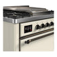 Ilve UM36FQNR3AWB Ilve Um36Fqnr3Awb Majestic Iii 36 Inch Dual Fuel Range With 6 Black Brass Burners And Griddle, Dual Function Burner Up To 25,000 Btu (Solid Door, Antique White, Burnished, Natural Gas)