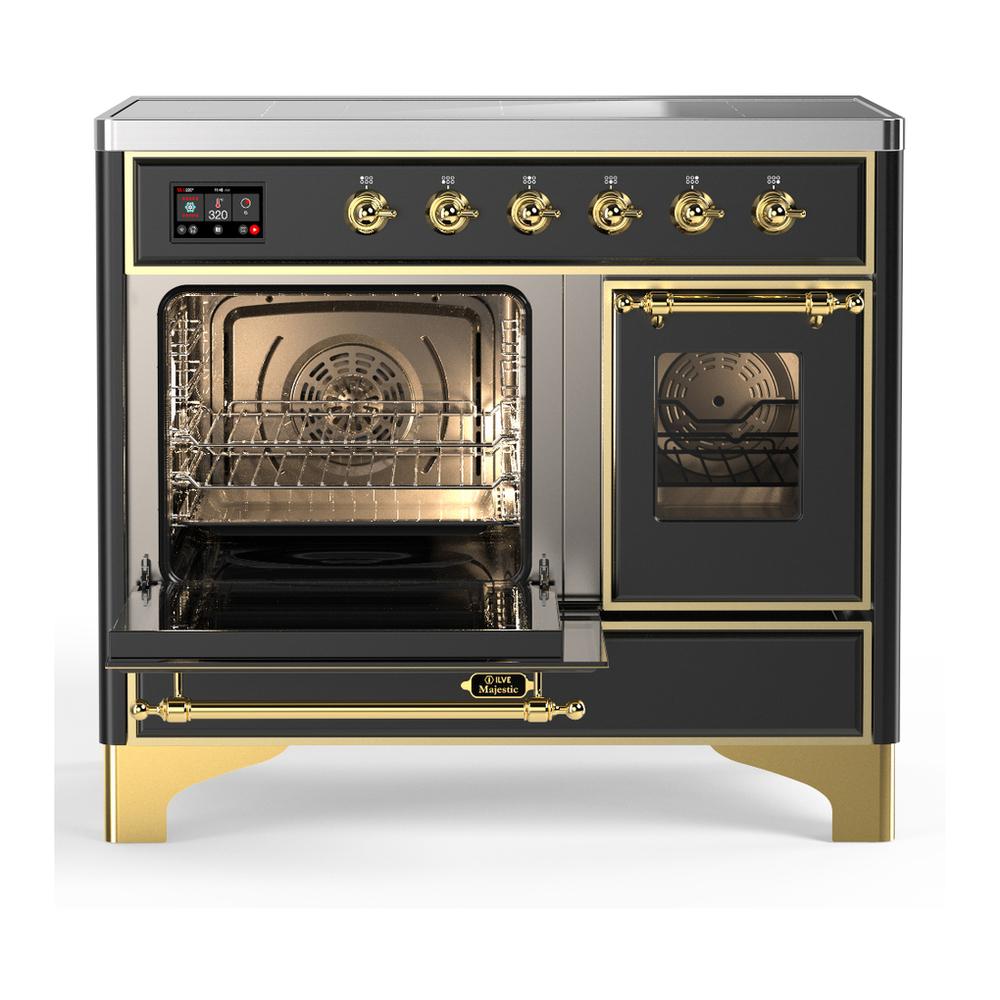 Ilve UMDIB40NR3MGG Ilve Umdib40Nr3Mgg Majestic Iii 40 Inch Induction Range With 6 Elements, 3.82 Cu. Ft. Total Oven Capacity (Triple Glass Door, Graphite Matte, Brass)