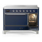 Ilve UMIB48QNR3MBC Ilve Umib48Qnr3Mbc Majestic Iii 48 Inch Induction Range With 6 Elements, 5.02 Cu. Ft. Total Oven Capacity (Solid Door, Midnight Blue, Chrome)