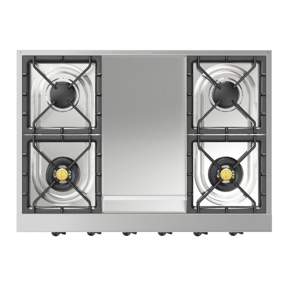 Ilve UHCP36FNSSBLP Ilve Uhcp36Fnssblp Nostalgie Ii 36 Inch Built-In Gas Rangetop With 6 Burners And Griddle, In Stainless Steel (Liquid Propane, Burnished)