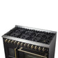 Forno FFSGS635648BLK Forno Galiano 48-Inch French Door Dual Fuel Range, Black & Antique Brass Design, 8 Sealed Burners - 107,000 Btu, Griddle, 6.58 Cu.Ft. Double Ovens