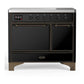 Ilve UMDIB40QNR3BKB Ilve Umdib40Qnr3Bkb Majestic Iii 40 Inch Induction Range With 6 Elements, 3.82 Cu. Ft. Total Oven Capacity (Solid Door, Glossy Black, Burnished)