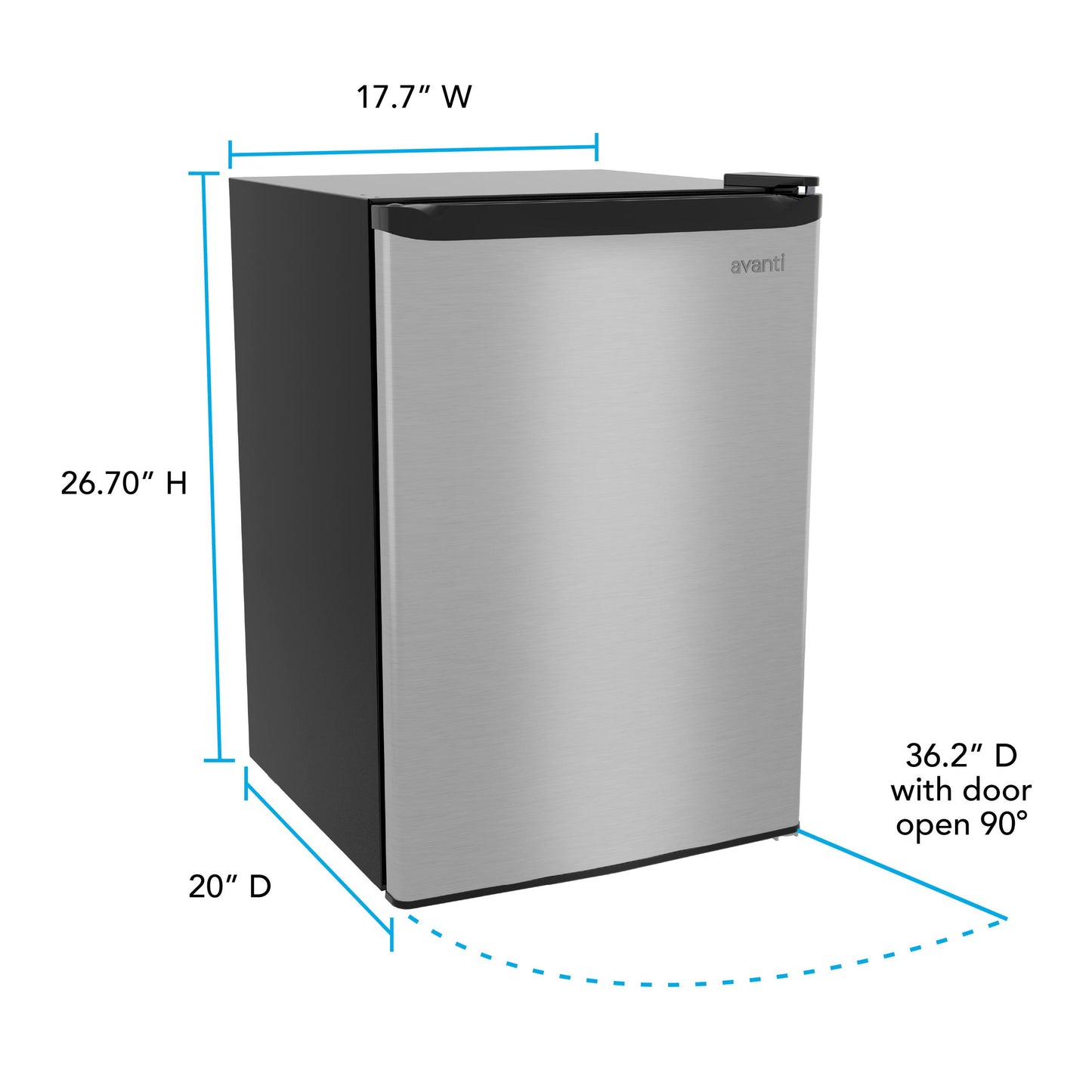 Avanti AVAR26F3S Avanti 2.6 Cu. Ft. Compact Refrigerator With Auto-Defrost, In Stainless (Avar26F3S)