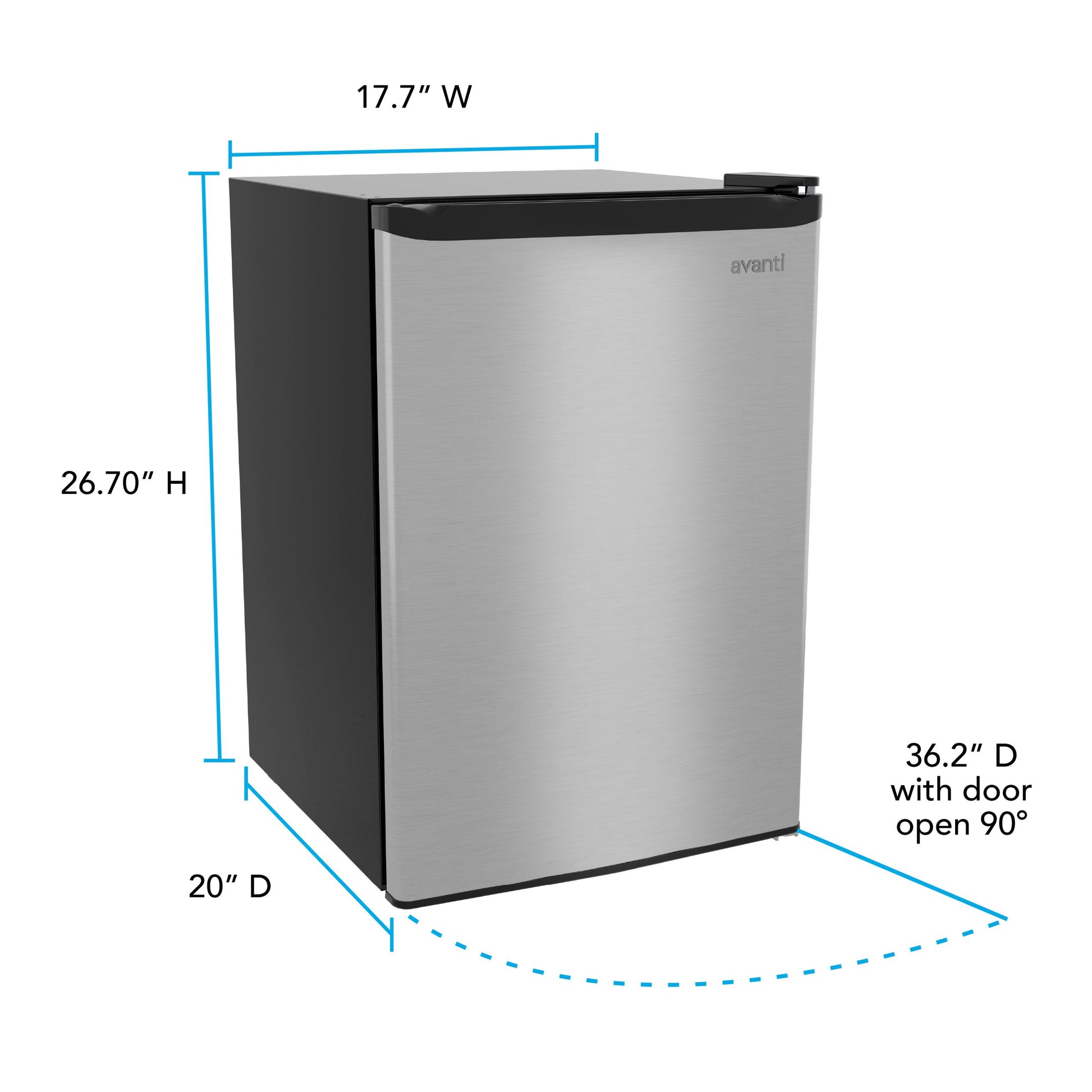 Avanti AVAR26F3S Avanti 2.6 Cu. Ft. Compact Refrigerator With Auto-Defrost, In Stainless (Avar26F3S)